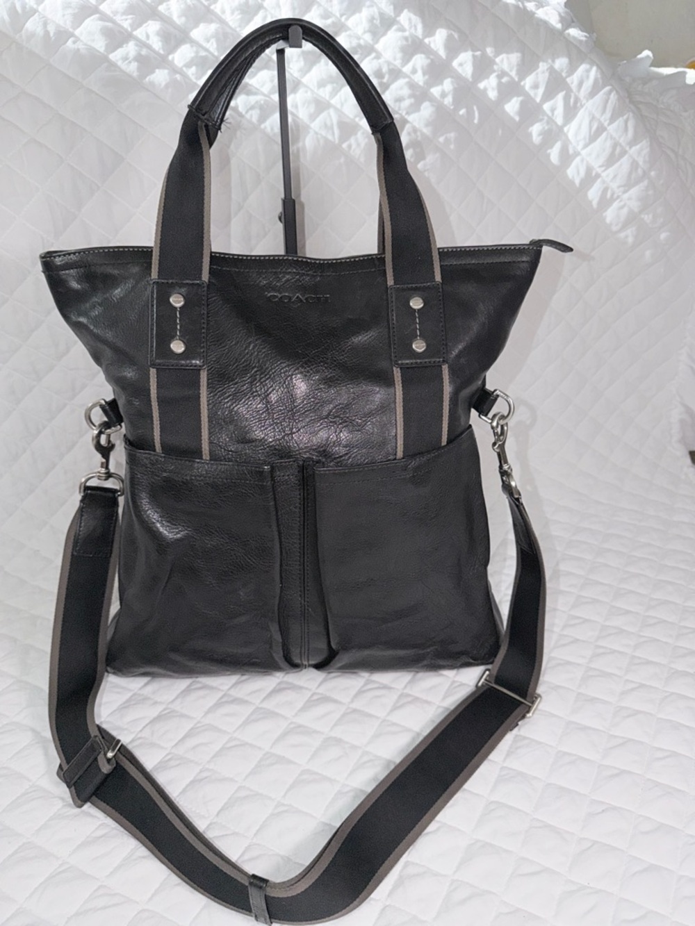 Coach Heritage Web Convertible Tote with Detachable Strap